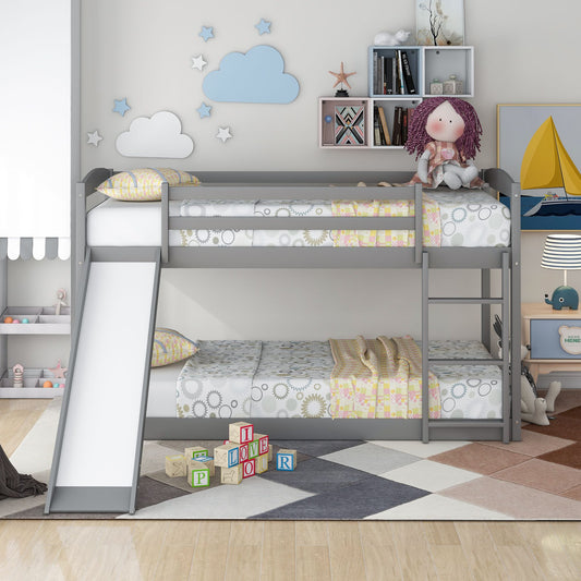 Twin over Twin Bunk Bed with Convertible Slide and Ladder | Just Better Bunk Beds