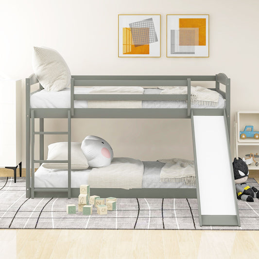 Twin over Twin Bunk Bed with Convertible Slide and Ladder | Just Better Bunk Beds