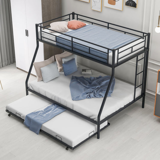 Twin over Full Bed with Sturdy Steel Frame, Bunk Bed with Twin Size Trundle, Two-Side Ladders | Just Better Bunk Beds