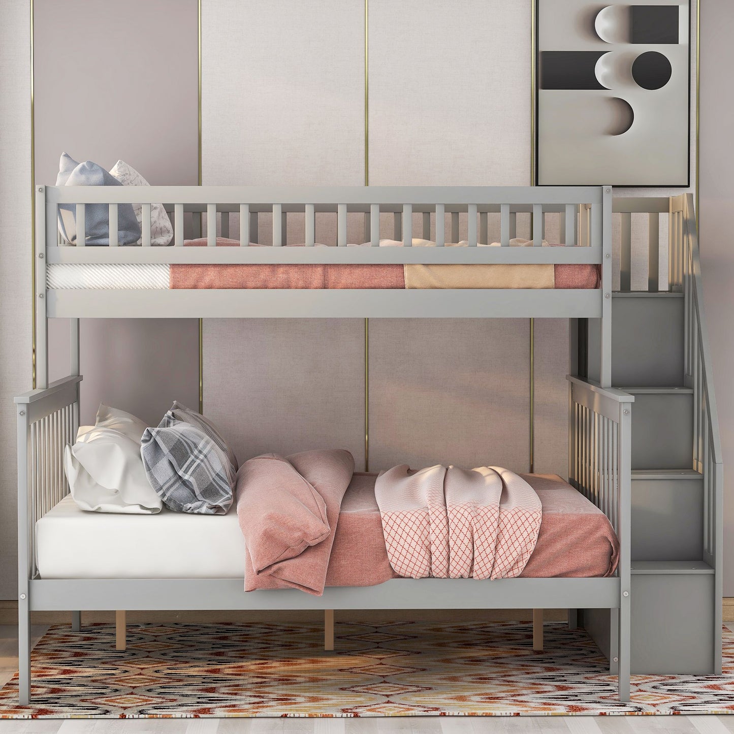 Twin over Full Stairway Bunk Bed with Storage | Just Better Bunk Beds