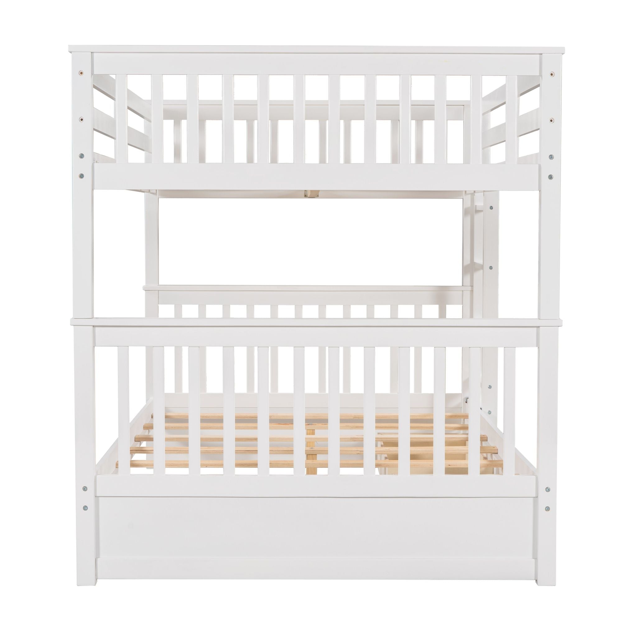 Full Over Full Wood Bunk Bed with Storage Drawers and Ladders in White | Just Better Bunk Beds - View 7
