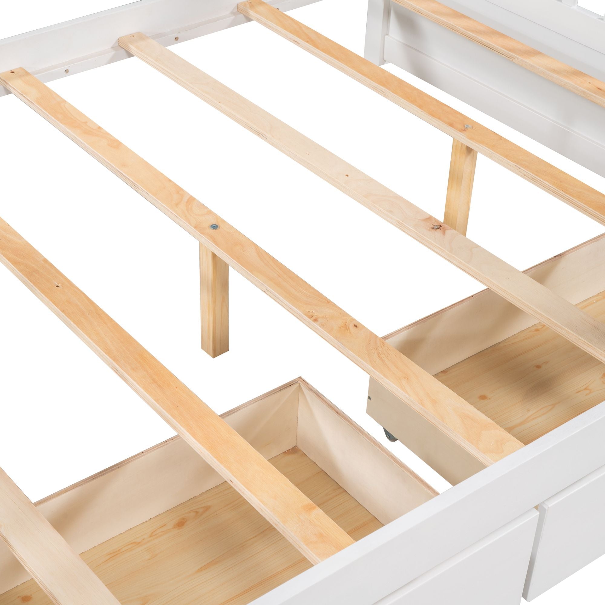 Full Over Full Wood Bunk Bed with Storage Drawers and Ladders in White | Just Better Bunk Beds - View 10