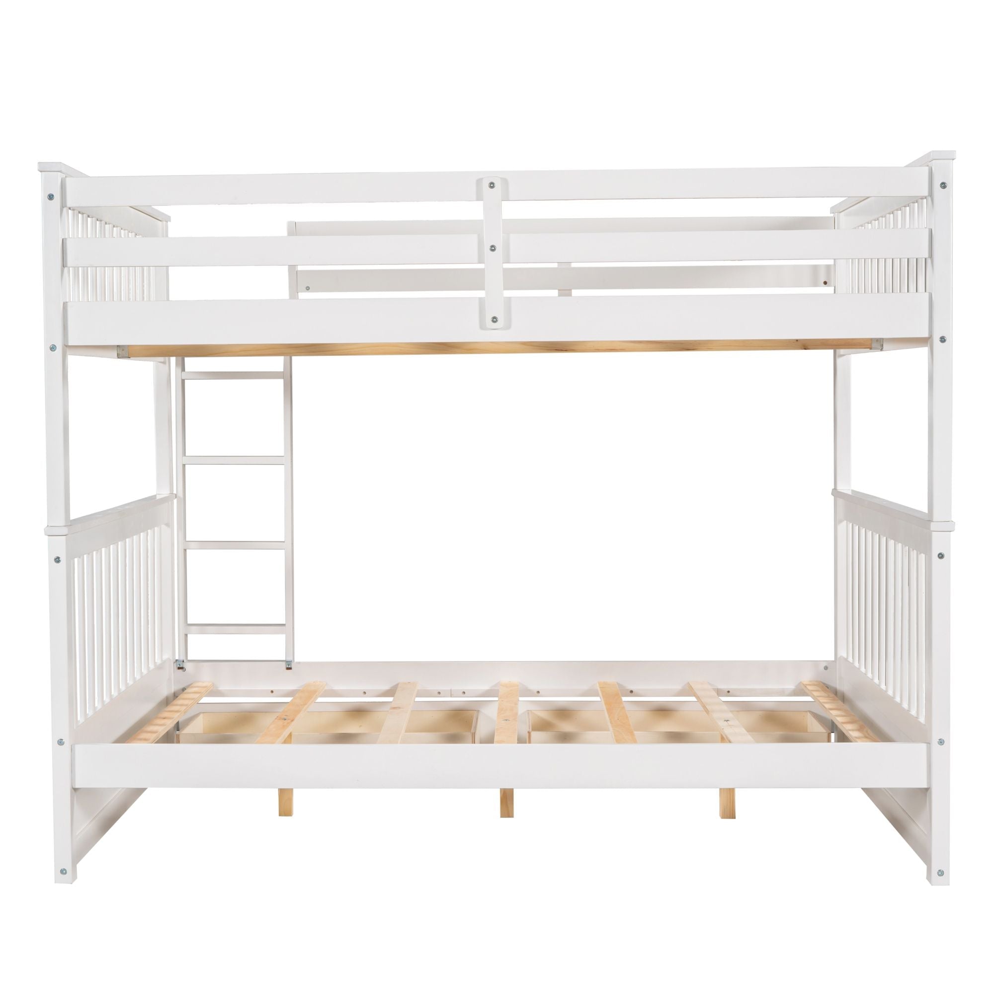 Full Over Full Wood Bunk Bed with Storage Drawers and Ladders in White | Just Better Bunk Beds - View 6