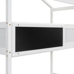 Creative Twin over Full Wood Bunk Bed with Storage Staircase and Blackboard, Gray and White | Just Better Bunk Beds - View 6
