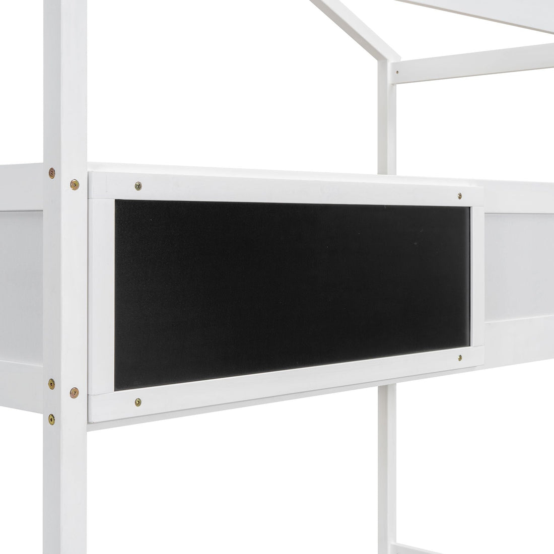 Creative Twin over Full Wood Bunk Bed with Storage Staircase and Blackboard, Gray and White | Just Better Bunk Beds - View 6