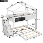 Creative Twin over Full Wood Bunk Bed with Storage Staircase and Blackboard, Gray and White | Just Better Bunk Beds - View 19