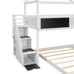 Creative Twin over Full Wood Bunk Bed with Storage Staircase and Blackboard, Gray and White | Just Better Bunk Beds - View 7
