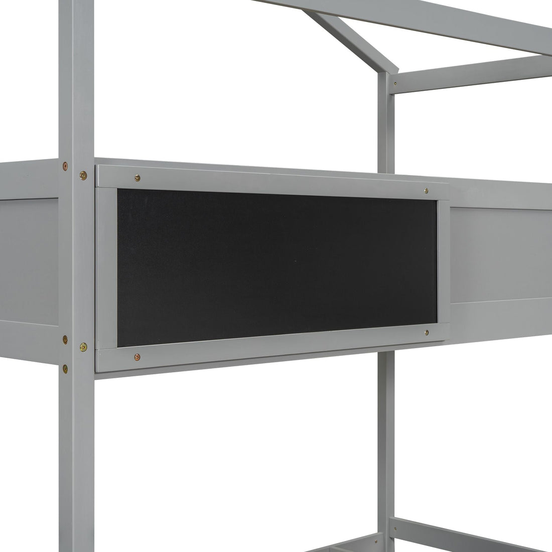 Creative Twin over Full Wood Bunk Bed with Storage Staircase and Blackboard, Gray and White | Just Better Bunk Beds - View 23
