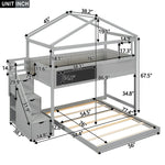 Creative Twin over Full Wood Bunk Bed with Storage Staircase and Blackboard, Gray and White | Just Better Bunk Beds - View 40