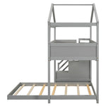 Creative Twin over Full Wood Bunk Bed with Storage Staircase and Blackboard, Gray and White | Just Better Bunk Beds - View 22