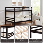 Dorm Room Full Over Full Wood Bunk Bed with Ladder and High Guardrails, Espresso | Just Better Bunk Beds - Assembly View