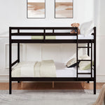 Dorm Room Full Over Full Wood Bunk Bed with Ladder and High Guardrails, Espresso | Just Better Bunk Beds - Detail View