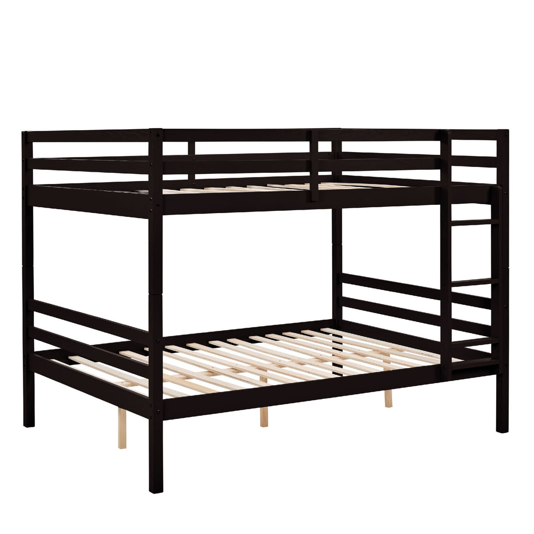 Dorm Room Full Over Full Wood Bunk Bed with Ladder and High Guardrails, Espresso | Just Better Bunk Beds - View 10