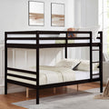Dorm Room Full Over Full Wood Bunk Bed with Ladder and High Guardrails, Espresso | Just Better Bunk Beds