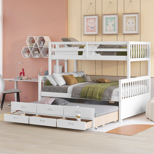 Twin-Over-Full Bunk Bed with Twin size Trundle ;  Separable Bunk Bed with Drawers for Bedroom | Just Better Bunk Beds