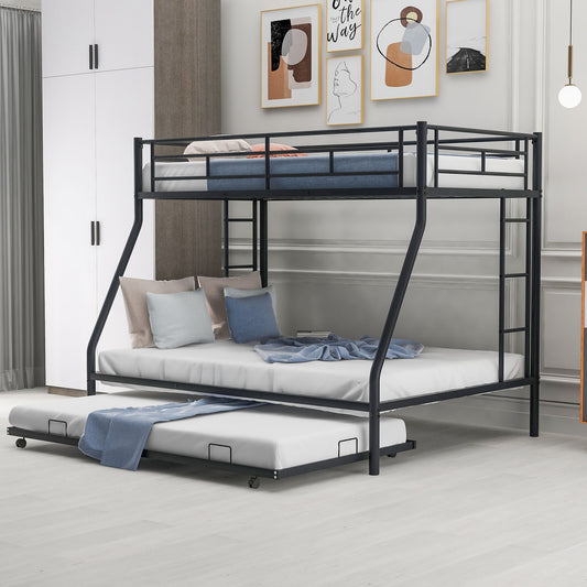 Twin over Full Bed with Sturdy Steel Frame, Bunk Bed with Twin Size Trundle, Two-Side Ladders | Just Better Bunk Beds