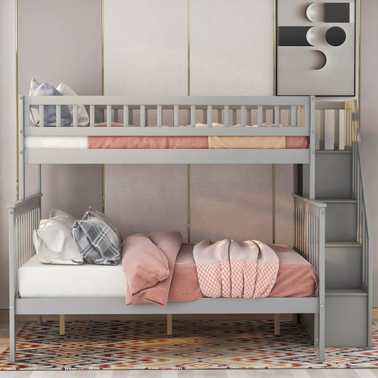Twin over Full Stairway Bunk Bed with Storage | Just Better Bunk Beds