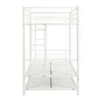 Extra Sleeping Space Twin Over Twin Metal Bunk Bed with Trundle in White for Kids Rooms | Just Better Bunk Beds - Side View