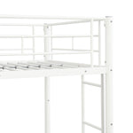 Extra Sleeping Space Twin Over Twin Metal Bunk Bed with Trundle in White for Kids Rooms | Just Better Bunk Beds - Detail View