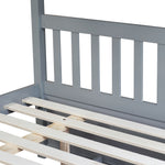 Family-Friendly Full Over Full Wood Bunk Bed with Twin Trundle, Ladder, Guardrails, Gray | Just Better Bunk Beds - Detail View