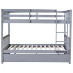 Family-Friendly Full Over Full Wood Bunk Bed with Twin Trundle, Ladder, Guardrails, Gray | Just Better Bunk Beds - View 13