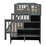 Family-Friendly Twin-Over-Full Wood Bunk Bed with Twin Trundle, Stairway Storage, Gray or White | Just Better Bunk Beds - View 9