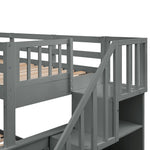 Family-Friendly Twin-Over-Full Wood Bunk Bed with Twin Trundle, Stairway Storage, Gray or White | Just Better Bunk Beds - View 10