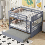 Flexible Full Over Full Wood Bunk Bed with Twin Trundle and Ladder, Grey | Just Better Bunk Beds - View 5