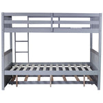Flexible Full Over Full Wood Bunk Bed with Twin Trundle and Ladder, Grey | Just Better Bunk Beds - View 17