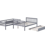 Flexible Full Over Full Wood Bunk Bed with Twin Trundle and Ladder, Grey | Just Better Bunk Beds - View 16