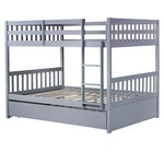 Flexible Full Over Full Wood Bunk Bed with Twin Trundle and Ladder, Grey | Just Better Bunk Beds - View 15