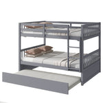 Flexible Full Over Full Wood Bunk Bed with Twin Trundle and Ladder, Grey | Just Better Bunk Beds - View 11