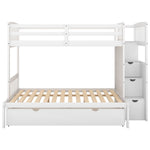 Flexible Twin over Full Convertible Wood Bunk Bed with Storage Shelves and Drawers White | Just Better Bunk Beds - View 9