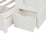 Flexible Twin over Full Convertible Wood Bunk Bed with Storage Shelves and Drawers White | Just Better Bunk Beds - View 6