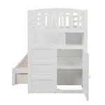 Flexible Twin over Full Convertible Wood Bunk Bed with Storage Shelves and Drawers White | Just Better Bunk Beds - View 7