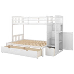 Flexible Twin over Full Convertible Wood Bunk Bed with Storage Shelves and Drawers White | Just Better Bunk Beds - View 5