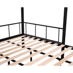 Flexible Twin Over Full Metal Bunk Bed with Shelves, Wood Slats, and Textilene Guardrail in Black | Just Better Bunk Beds - View 13