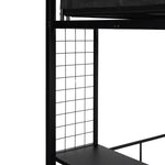Flexible Twin Over Full Metal Bunk Bed with Shelves, Wood Slats, and Textilene Guardrail in Black | Just Better Bunk Beds - View 12