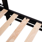 Flexible Twin Over Full Metal Bunk Bed with Shelves, Wood Slats, and Textilene Guardrail in Black | Just Better Bunk Beds - View 9