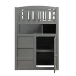 Flexible Twin Over Full/Twin Wood Bunk Bed with Storage Shelves and Drawers, Gray | Just Better Bunk Beds - View 15