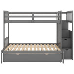 Flexible Twin Over Full/Twin Wood Bunk Bed with Storage Shelves and Drawers, Gray | Just Better Bunk Beds - View 17