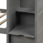 Flexible Twin Over Full/Twin Wood Bunk Bed with Storage Shelves and Drawers, Gray | Just Better Bunk Beds - View 6