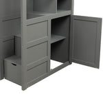 Flexible Twin Over Full/Twin Wood Bunk Bed with Storage Shelves and Drawers, Gray | Just Better Bunk Beds - View 12