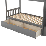 Flexible Twin Over Full/Twin Wood Bunk Bed with Storage Shelves and Drawers, Gray | Just Better Bunk Beds - Detail View