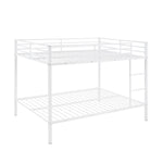 Full Over Full Metal Bunk Bed with Built-In Ladder and Safety Guard Rail in White | Just Better Bunk Beds - View 8