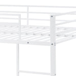 Full Over Full Metal Bunk Bed with Built-In Ladder and Safety Guard Rail in White | Just Better Bunk Beds - View 9