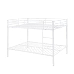 Full Over Full Metal Bunk Bed with Built-In Ladder and Safety Guard Rail in White | Just Better Bunk Beds - View 5