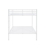 Full Over Full Metal Bunk Bed with Built-In Ladder and Safety Guard Rail in White | Just Better Bunk Beds - View 7