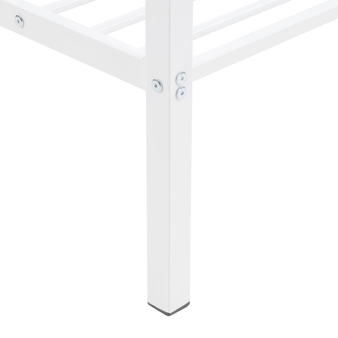 Full Over Full Metal Bunk Bed with Built-In Ladder and Safety Guard Rail in White | Just Better Bunk Beds - View 11