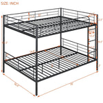 Full Over Full Metal Bunk Bed with Ladder, Durable Iron Frame in Black, White, or Silver | Just Better Bunk Beds - View 6